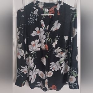 Simply Styled Flowers Print long sleeve blouse shirt L petite